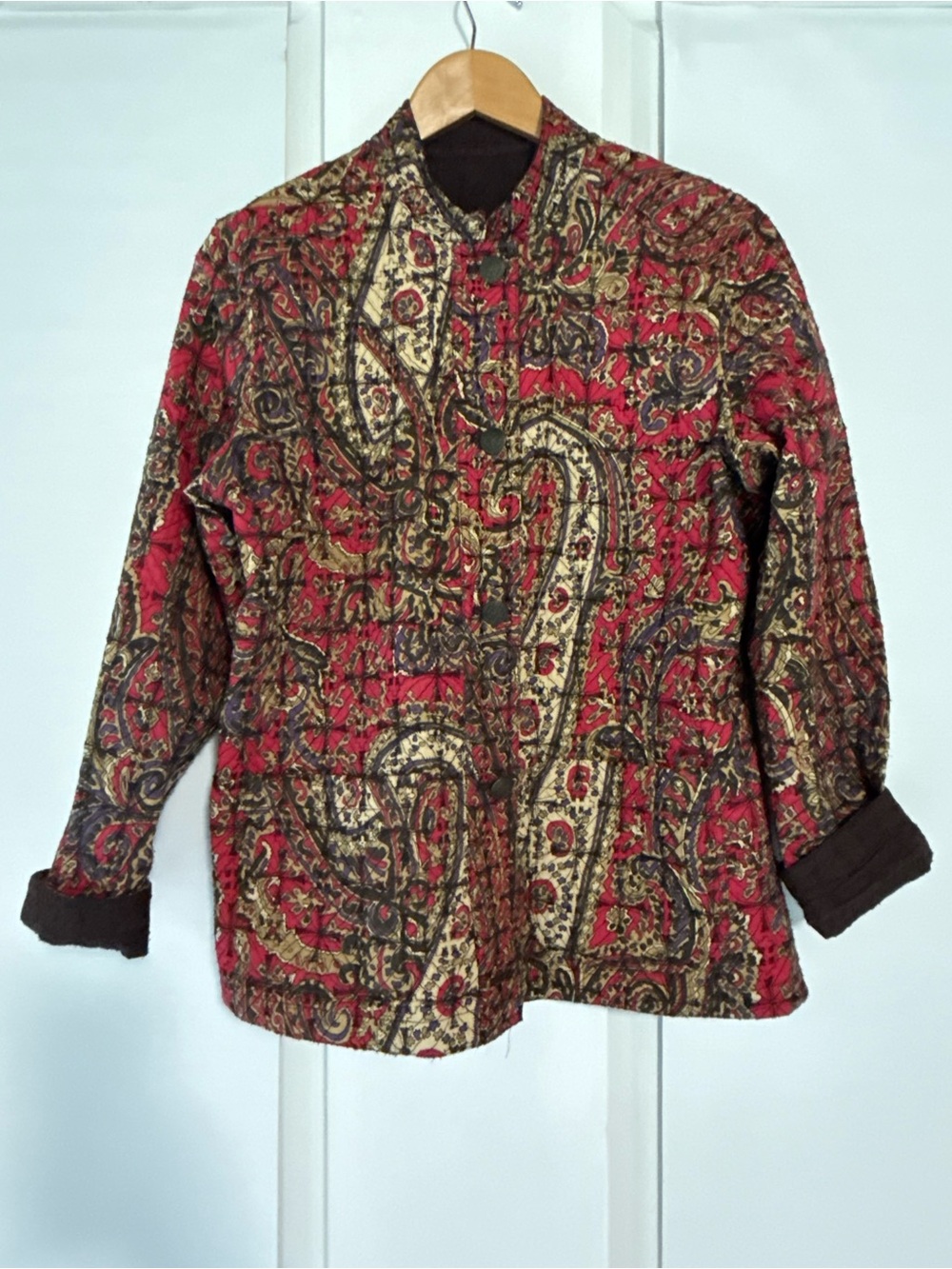 Red Paisley Reversible Quilted Jacket Funky Boho Paisley